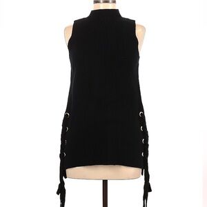Michael Kors Black Sleeveless Knit Sweater with Side Ties sz Medium